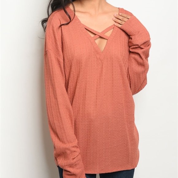 Last 1! Earth Color knit tunic top/ long sleeve - Picture 2 of 4